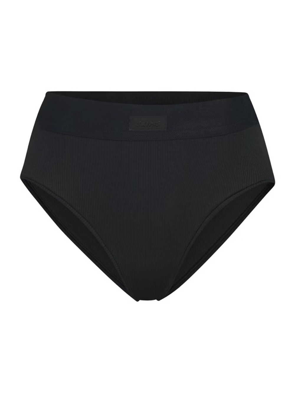 SKIMS Black High-Waist Ribbed Bikini Panty